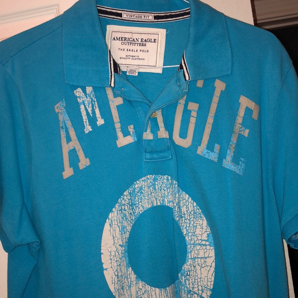 American Eagle Blue Polo XL